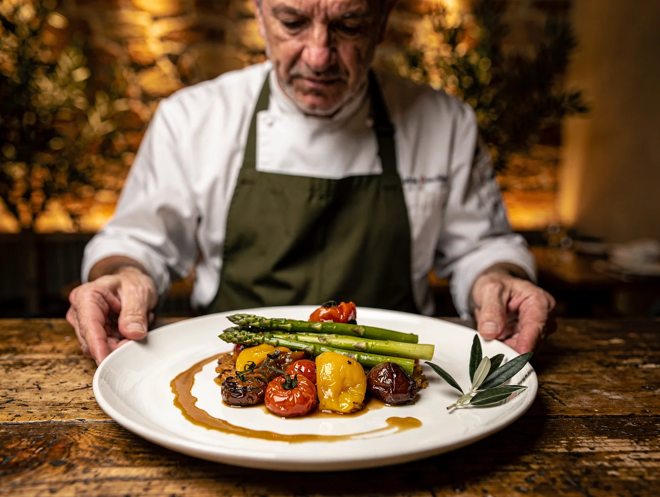 Executive Head Chef Marco plating a seasonal Italian dish