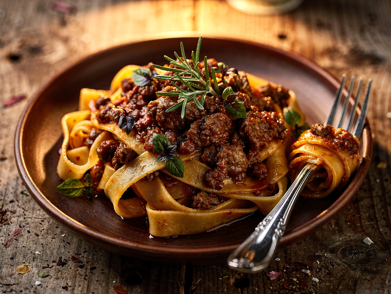 Hand-cut pappardelle with slow-braised wild boar ragù
